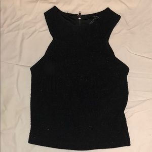 Black Glittery High Neck Forever 21 Crop Top